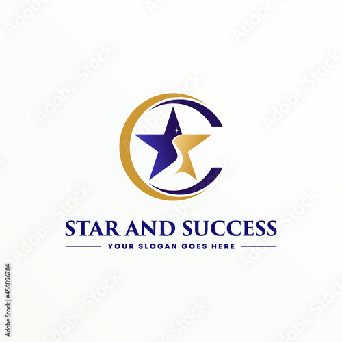 unique star and river or road witg circle like letter C font image graphic icon logo design abstract concept vector stock. can be used as a corporate identity related to creativity or winner