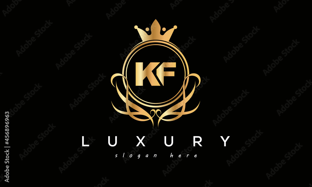 KF royal premium luxury logo with crown KF royal premium luxury logo with crown
