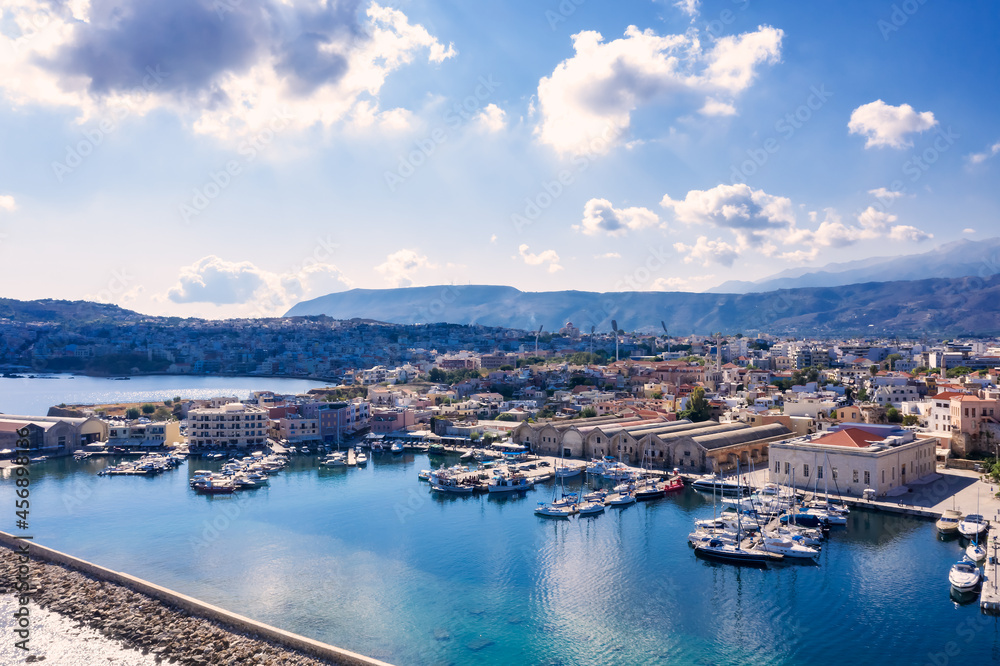 Marina and old town of Chania, Crete island. Greece
