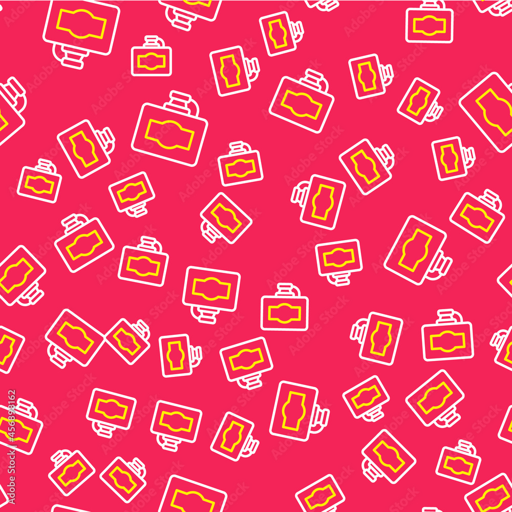 Line Cardboard box of wine icon isolated seamless pattern on red background. Vector Line Cardboard box of wine icon isolated seamless pattern on red background. Vector