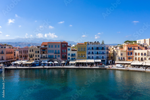 Chania bay on a sunny morning, Crete island. Greece © sola_sola
