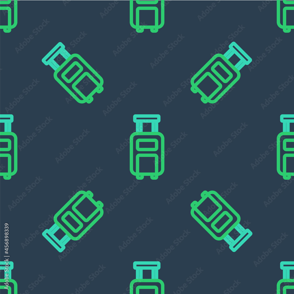 Line Suitcase for travel icon isolated seamless pattern on blue background. Traveling baggage sign. Travel luggage icon. Vector Line Suitcase for travel icon isolated seamless pattern on blue background. Traveling baggage sign. Travel luggage icon. Vector