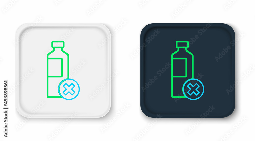 Line No water bottle icon isolated on white background. No plastic bottle. Water bottle ban sign. Colorful outline concept. Vector Line No water bottle icon isolated on white background. No plastic bottle. Water bottle ban sign. Colorful outline concept. Vector