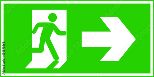 Green emergency exit sign, Fire sign vector illustration. 