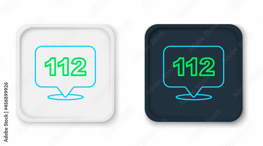 Line Telephone with emergency call 112 icon isolated on white background. Police, ambulance, fire department, call, phone. Colorful outline concept. Vector