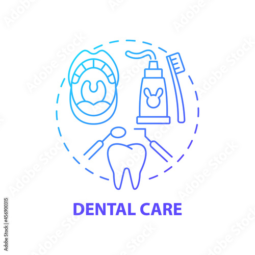 Dental care blue gradient concept icon. Oral health habits abstract idea thin line illustration. Regular dentist chekups. Morning teeth care routine. Vector isolated outline color drawing
