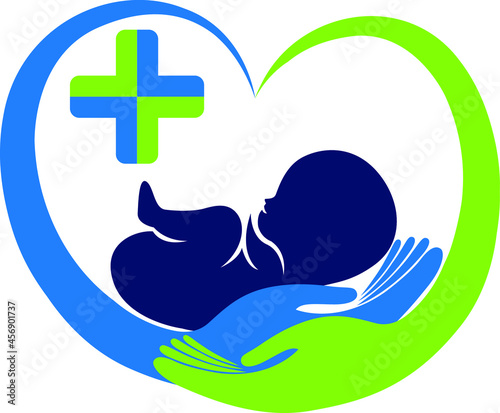 Illustration art of a baby care logo with isolated background