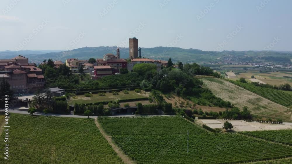 Vineyards agriculture in Barbaresco Asti aerial drone view in Langhe Roero Monferrato region. Piedmont. Unesco world heritage site in Northern Italy. Vineyards agriculture in Barbaresco Asti aerial drone view in Langhe Roero Monferrato region. Piedmont. Unesco world heritage site in Northern Italy.