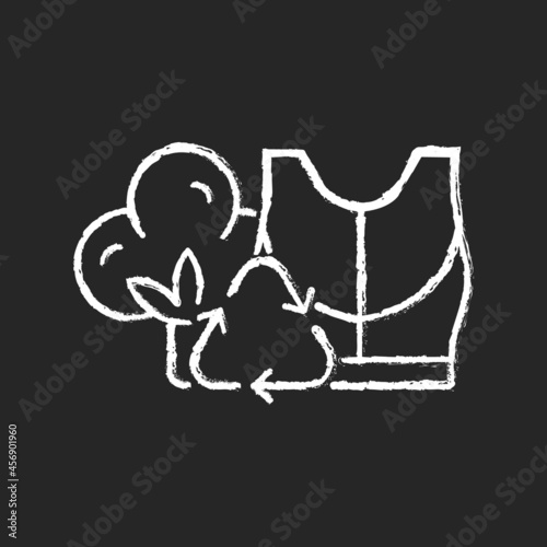 Sustainable activewear chalk white icon on dark background. Ethical workout clothes. Eco-friendly athletic wear. Breathable sportswear. Isolated vector chalkboard illustration on black