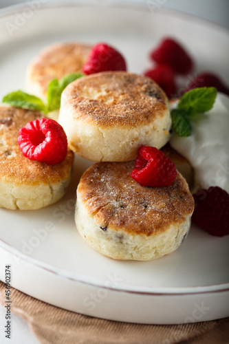 Traditional homemade cheese cakes or syrniki
