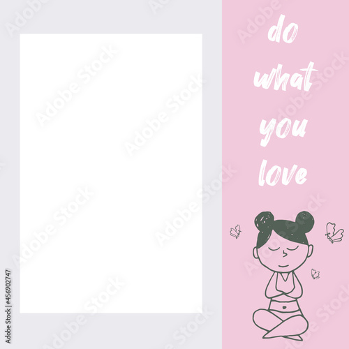 Post template in blue and pink colors, the inscription "Do what you love". Suitable for social media post and web internet ads