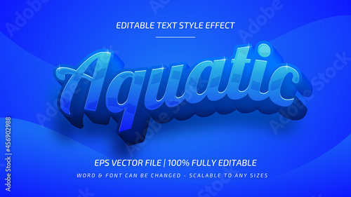 Aquatic 3d vector text style effect. Editable illustrator text style.