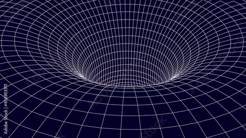 Fototapeta Naklejka Na Ścianę i Meble -  Tunnel or wormhole. 3d futuristic perspective mesh background texture. Vector illustration.