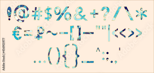 Currency symbols, mathematical symbols (percent, plus, minus, equal sign) and punctuation marks (exclamation point, question mark, quotation, brackets), at, etc. 
