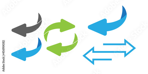 Page turn or back arrow flat vector set