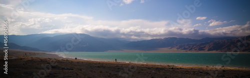 Panoramic view to Orto-Tokoy Reservoir at Chu river in Naryn  Kyrgyzstan