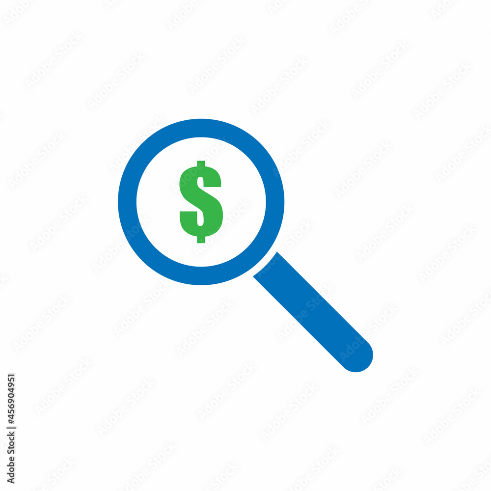Research business, magnify with dollar vector icon Research business, magnify with dollar vector icon