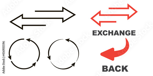 Rotating, circular, cyclic arrows. Recurrence sign. Flip over or turn arrow. Reverse sign