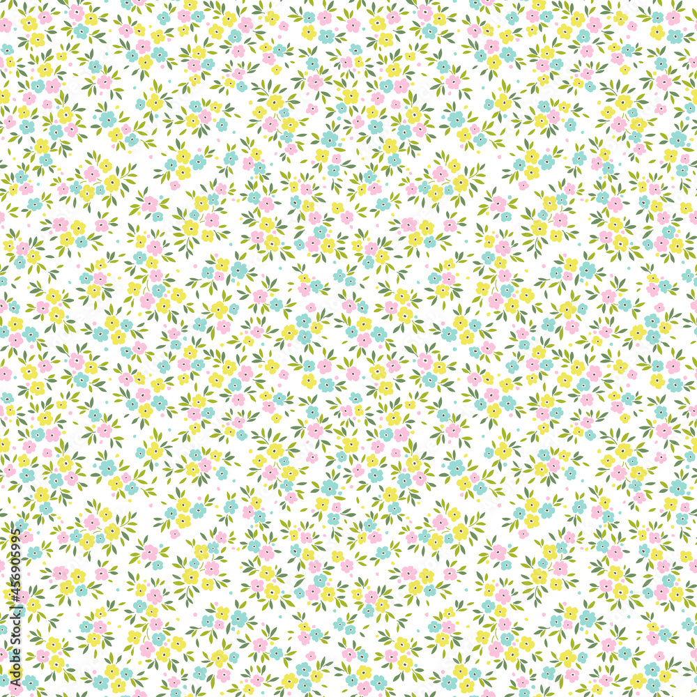 Vector seamless pattern. Pretty pattern in small flowers. Small pastel color flowers. White background. Ditsy floral background. The elegant the template for fashion prints. Stock vector. Vector seamless pattern. Pretty pattern in small flowers. Small pastel color flowers. White background. Ditsy floral background. The elegant the template for fashion prints. Stock vector.