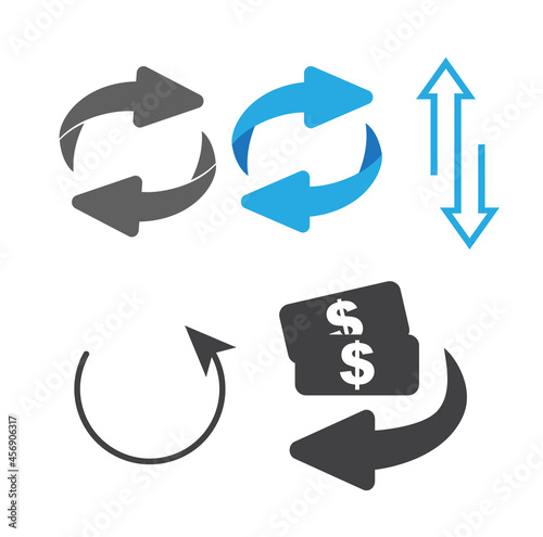 Page turn or back arrow flat vector set