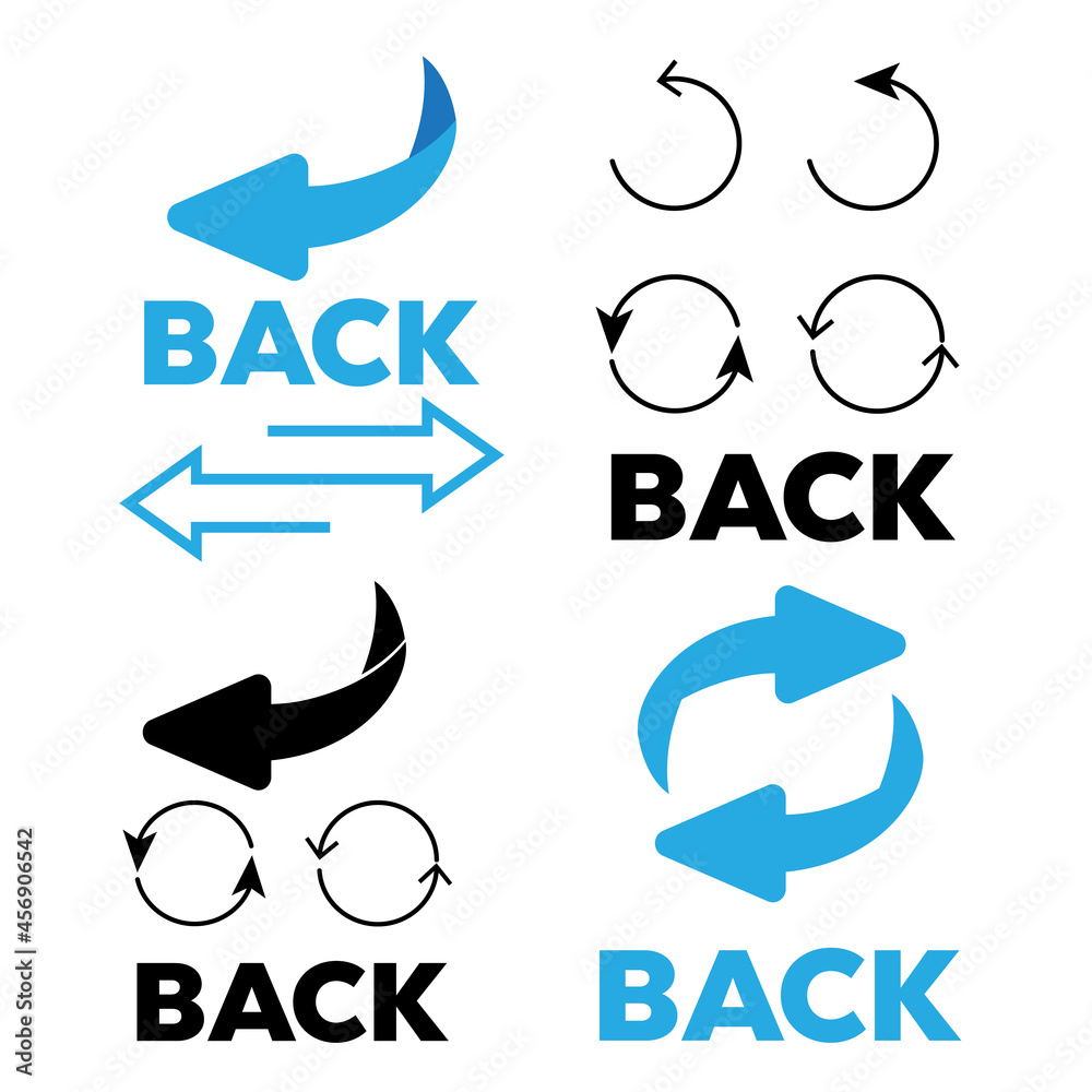 Obraz premium Page turn or back arrow flat vector set