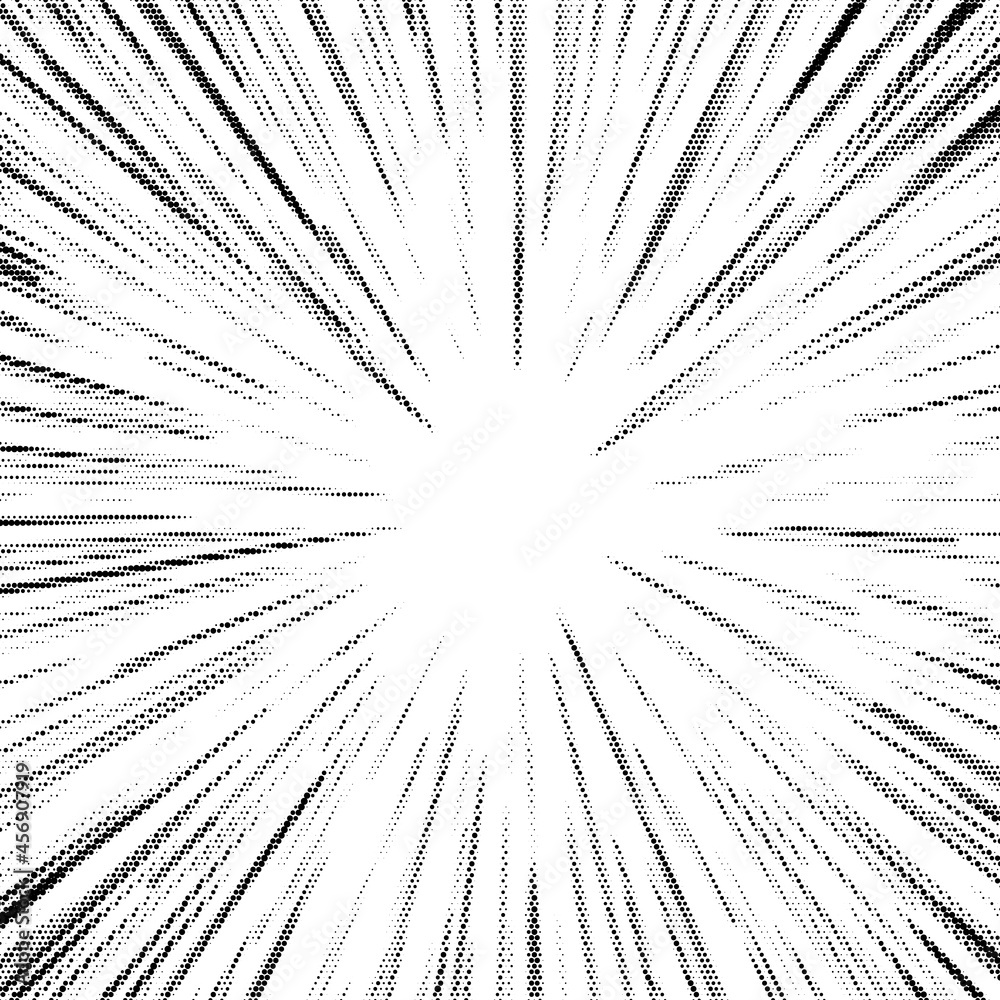 Obraz premium Abstract black halftone star or sun rays.