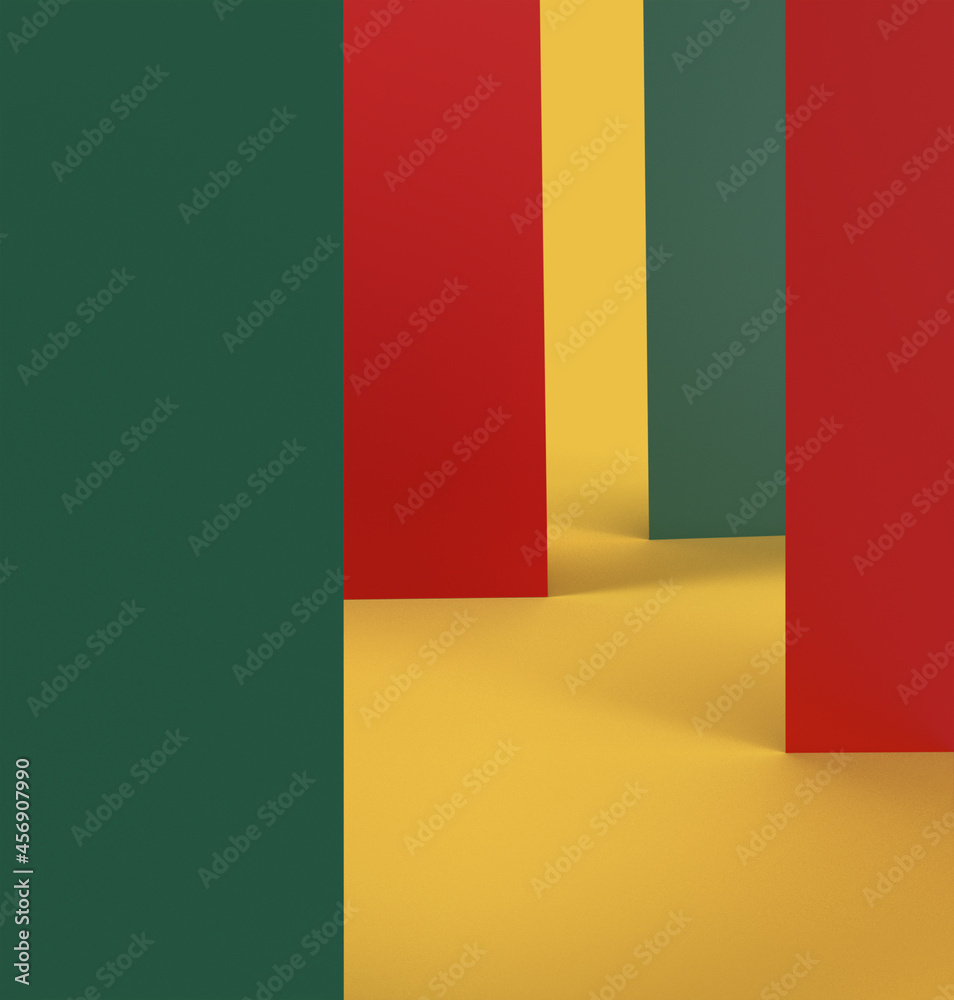 background with green and red wall on yellow background