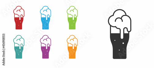 Black Glass of beer icon isolated on white background. Set icons colorful. Vector