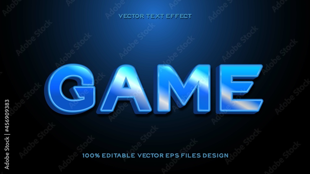 Futuristic Glossy Gradient Blue Word Game Editable Text Effect Design Template