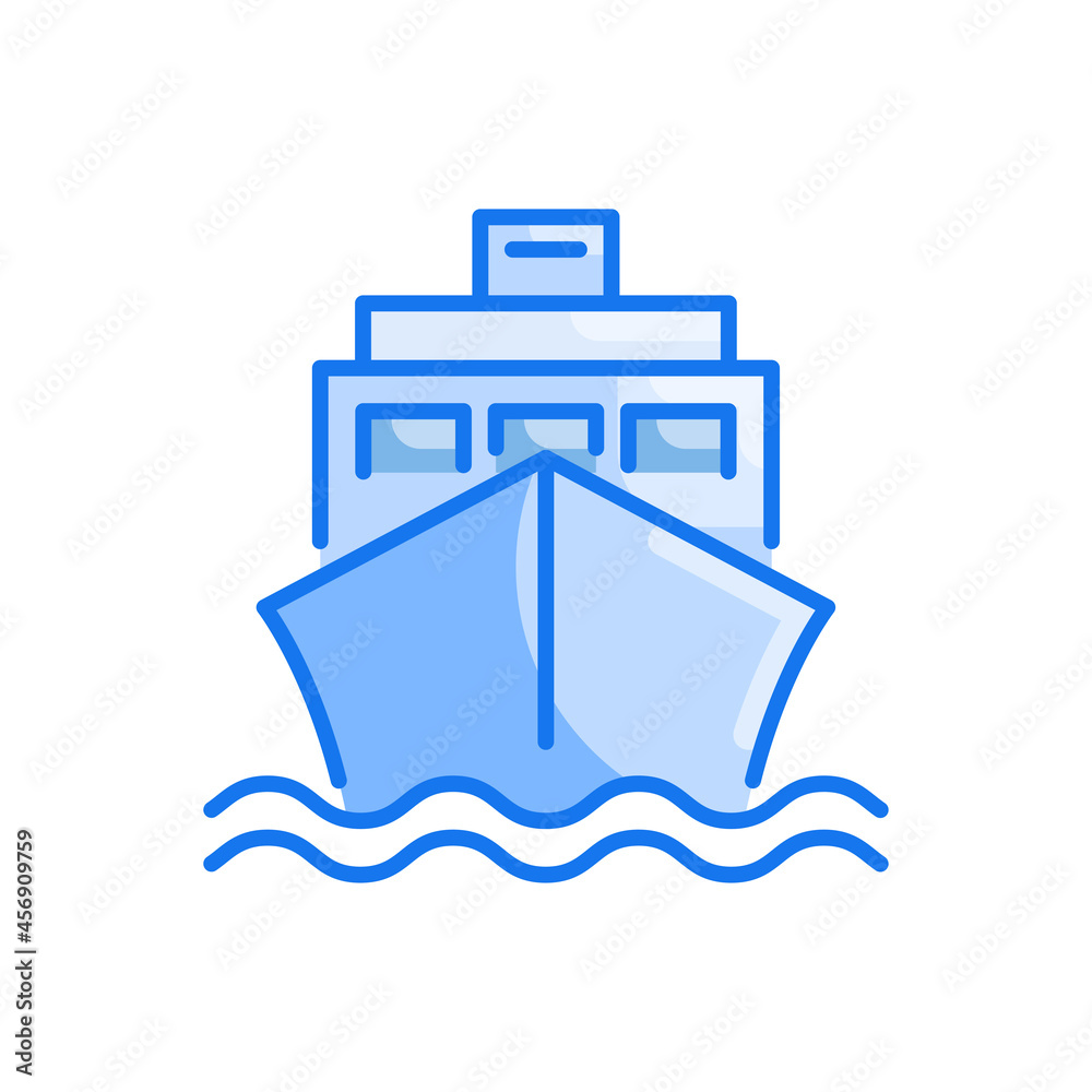 ship vector blue colours icon style illustration. Eps 10 file