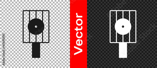 Black Spray can nozzle cap icon isolated on transparent background. Vector