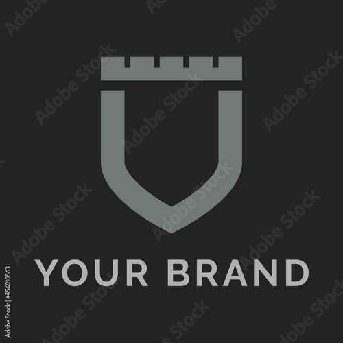 Shield Wall logo design vector illustration