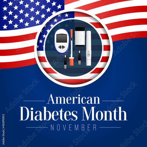 National Diabetes month is observed every year in November, it is the primary global awareness campaign focusing on diabetes. Vector illustration