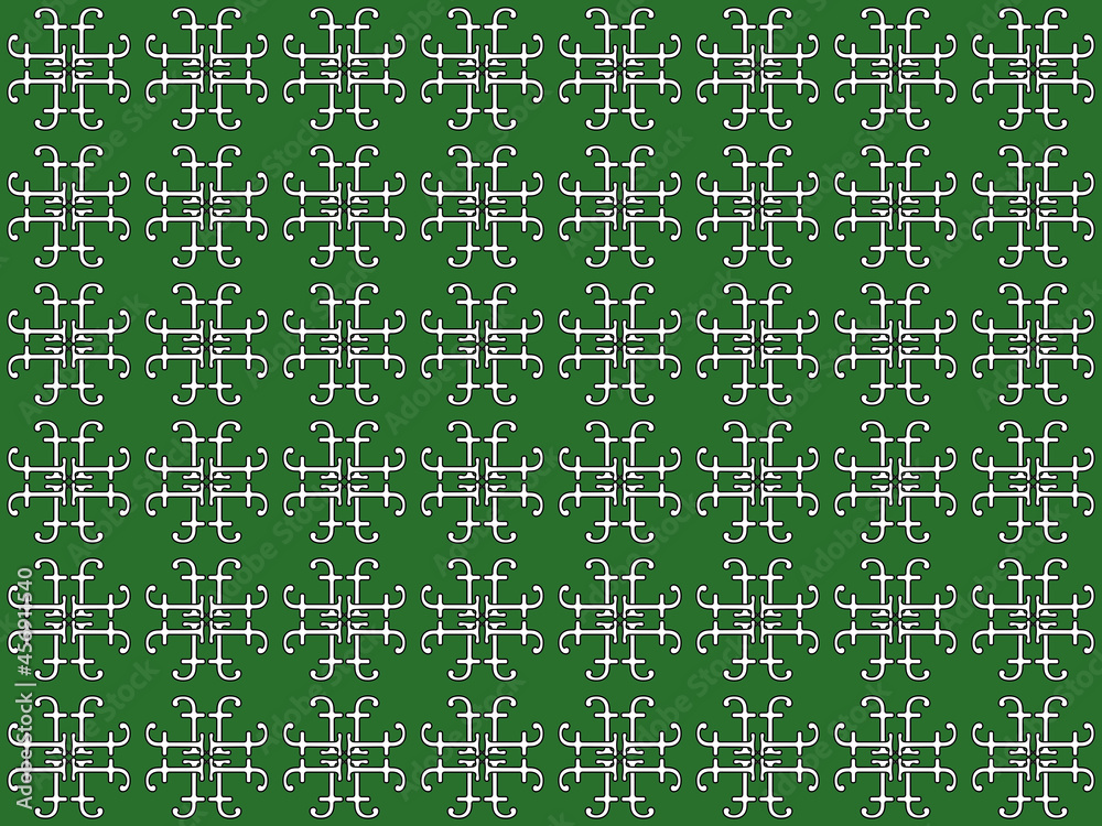Abstract geometric pattern design. Green and white. Designed by patterndesein.
