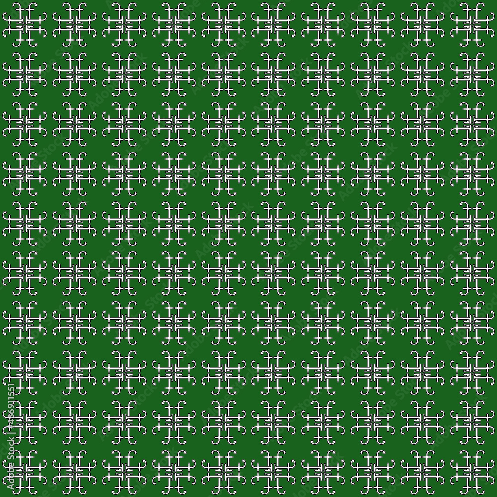 Abstract geometric pattern design. Green and white. Designed by patterndesein.