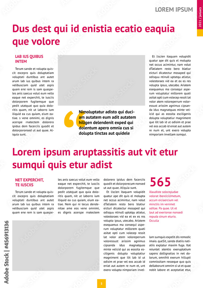 daily news paper magazine mockup, A4, annual report mockup with pink headers