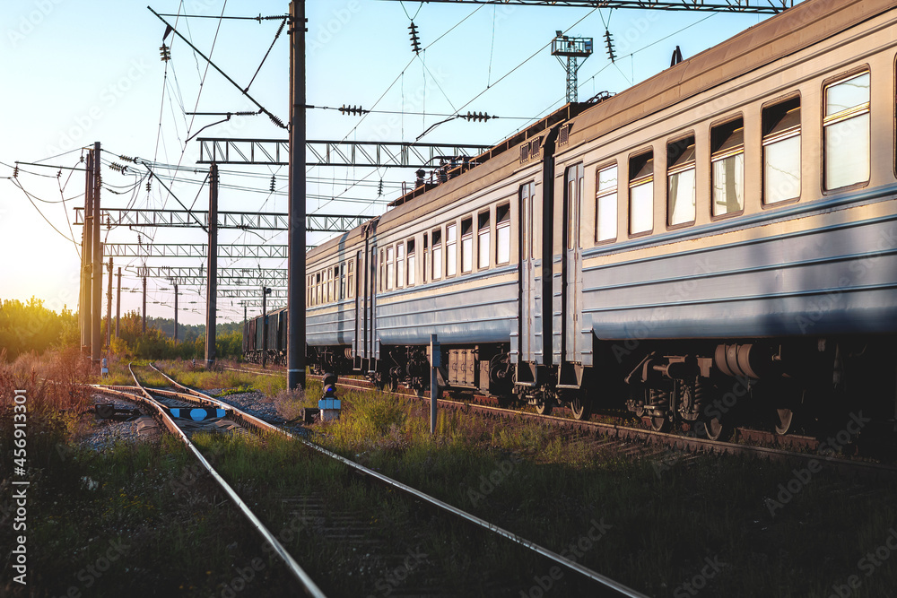Fototapeta premium Old suburban train with closed door