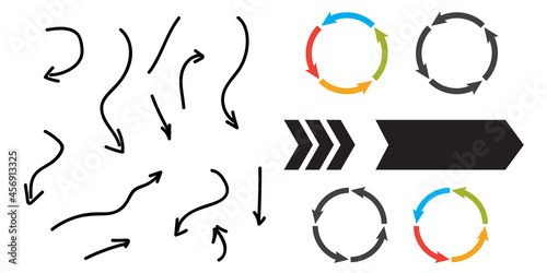 Page turn or back arrow flat vector set