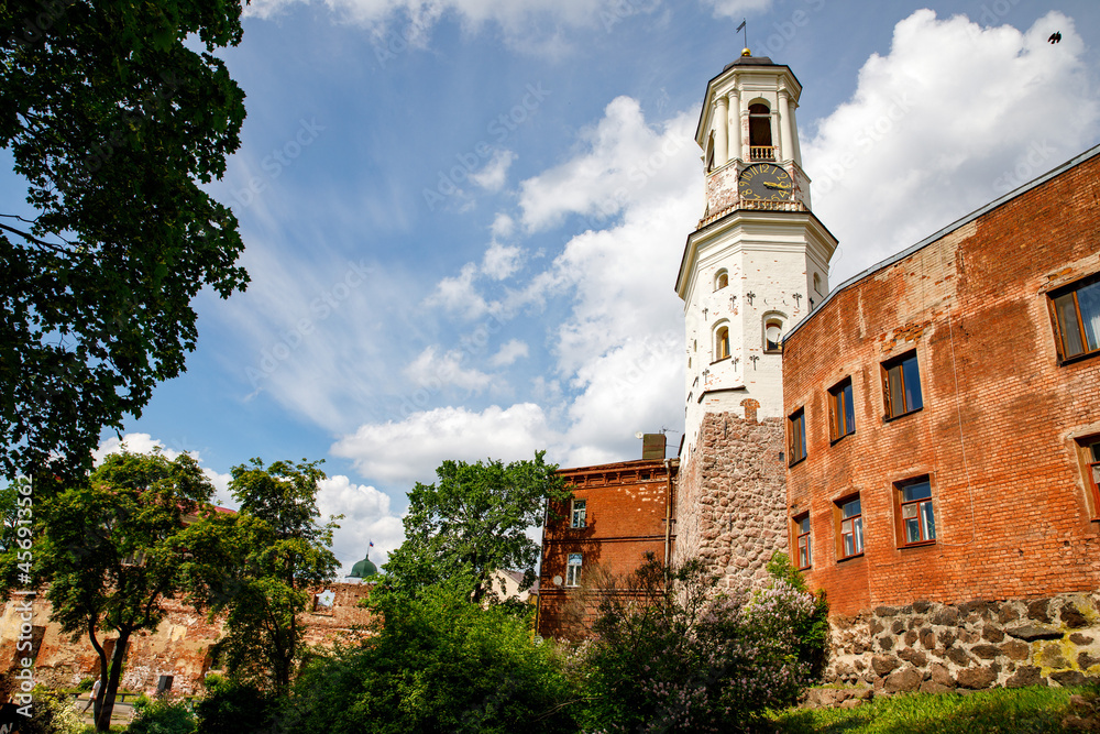 View of Clock Tower of the Cathedral of the Vyborg, Russia