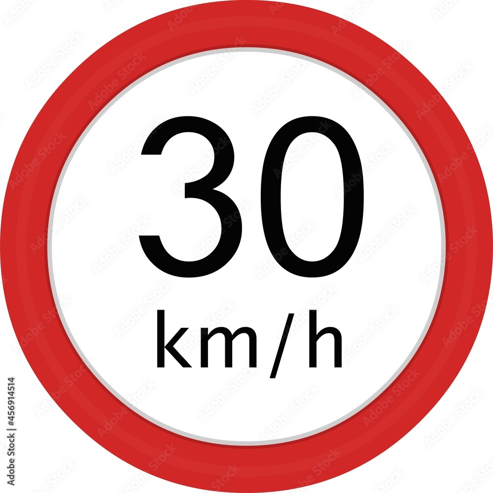Vector illustration of traffic sign, maximum speed 30 km for hour Vector illustration of traffic sign, maximum speed 30 km for hour