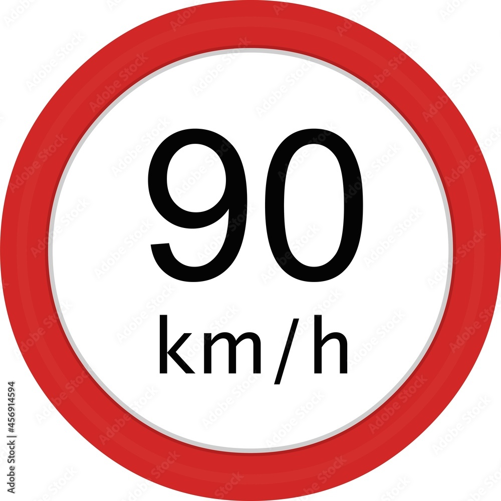 Vector illustration of traffic sign, maximum speed 90 km for hour Vector illustration of traffic sign, maximum speed 90 km for hour