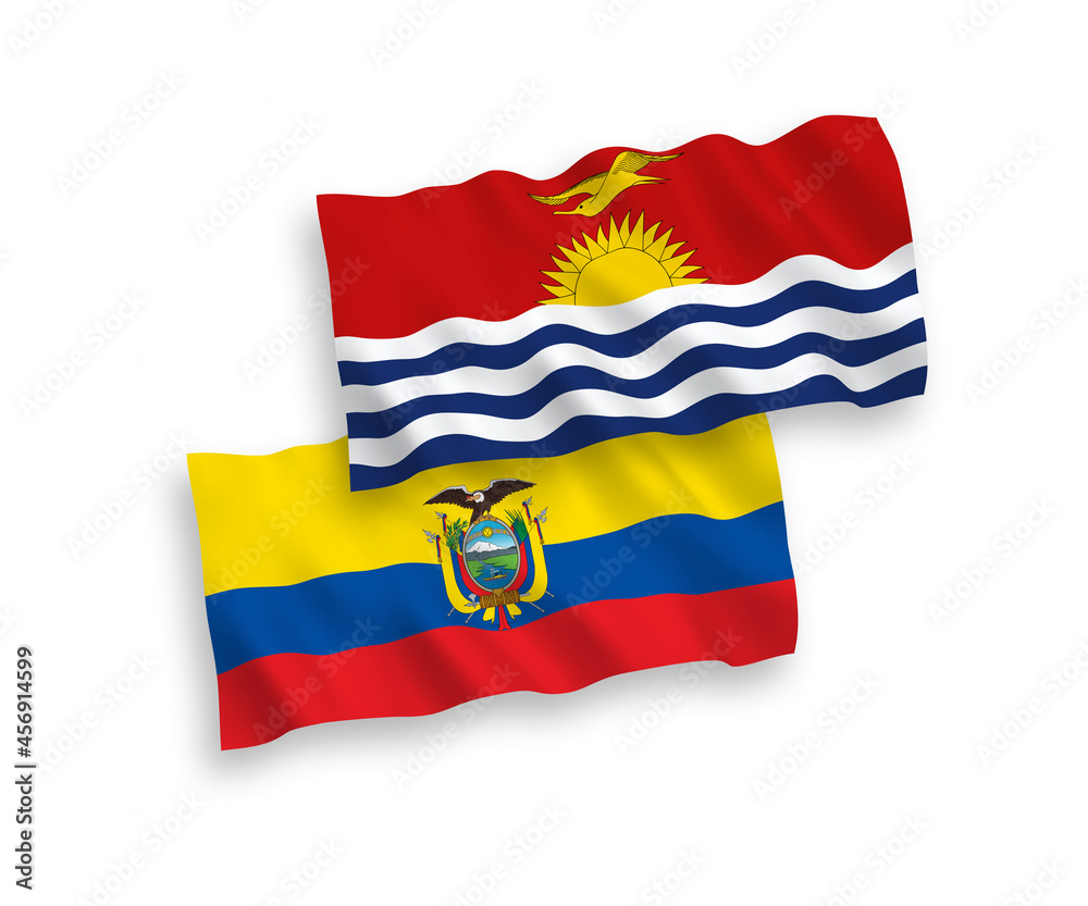 Flags of Republic of Kiribati and Ecuador on a white background Flags of Republic of Kiribati and Ecuador on a white background