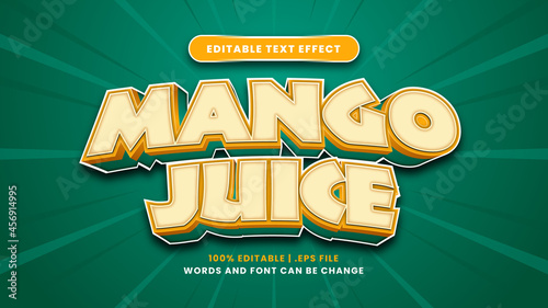 Mango juice editable text effect in modern 3d style