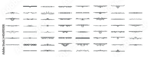 Set Black Simple Line Collection Doodle Border Elements Vector Design Style Sketch Isolated Illustration For Banner