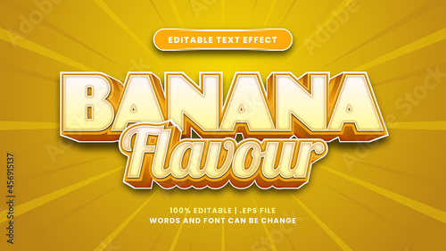Banana flavor editable text effect in modern 3d style
