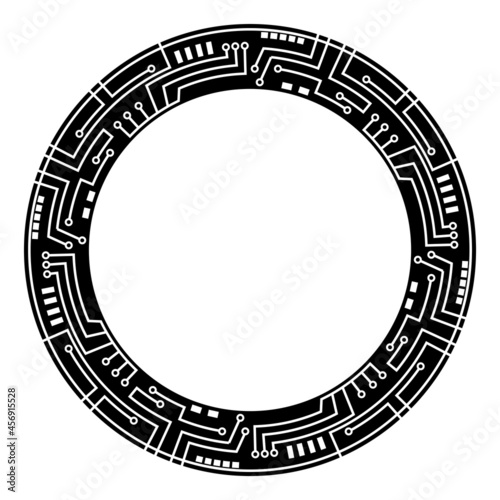 Circuit Round Band Pattern, Technology Background Illustration
