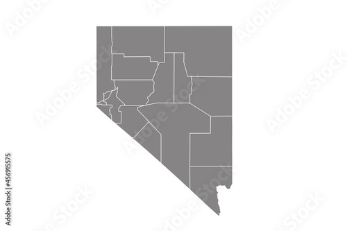 Gray blank vector Nevada of America map. Isolated on white background.