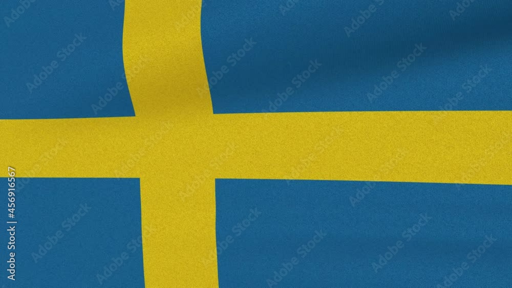 Loop Waving Flag Sweden Land 3D Closeup Loop Waving Flag Sweden Land 3D Closeup