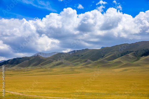 Xinjiang grassland and mountain scenery in autumn season China.