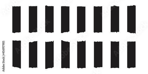 Trendy set of black washi tape isolated on a white background. Vector stripes and pieces of duct paper, or scotch 